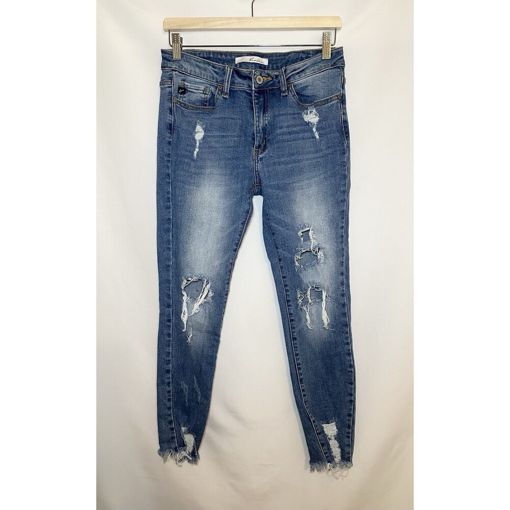 Kancan Medium Wash Skinny Distressed Ripped Jeans Women's 9/28
